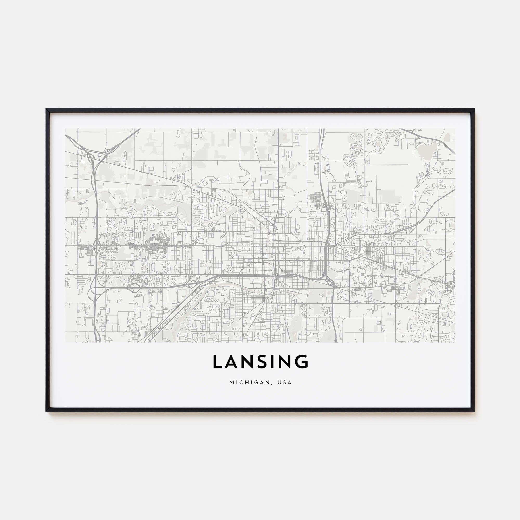 Lansing Map Landscape Poster