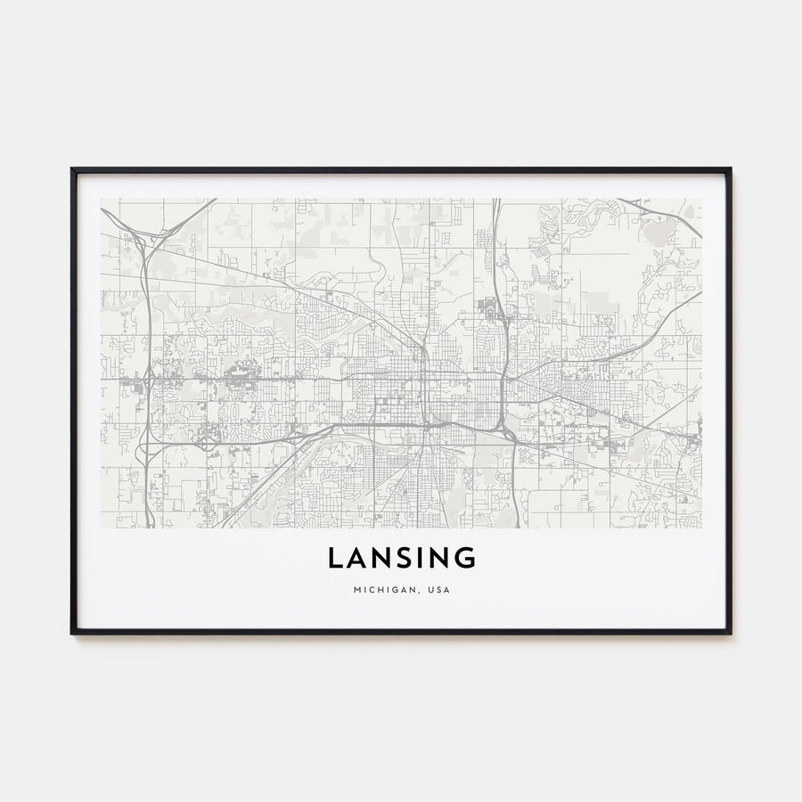 Lansing Map Landscape Poster