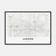 Lansing Map Landscape Poster