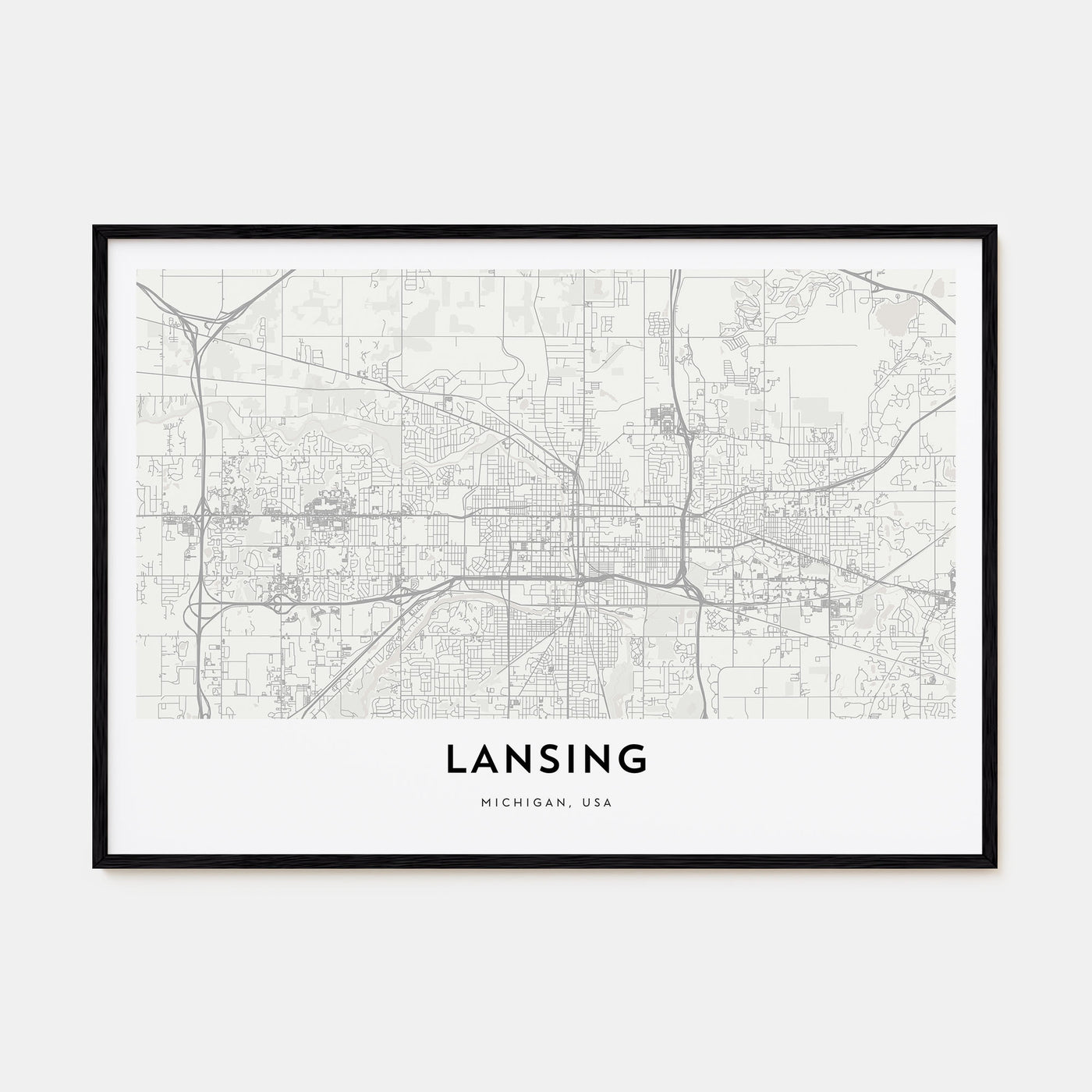 Lansing Map Landscape Poster
