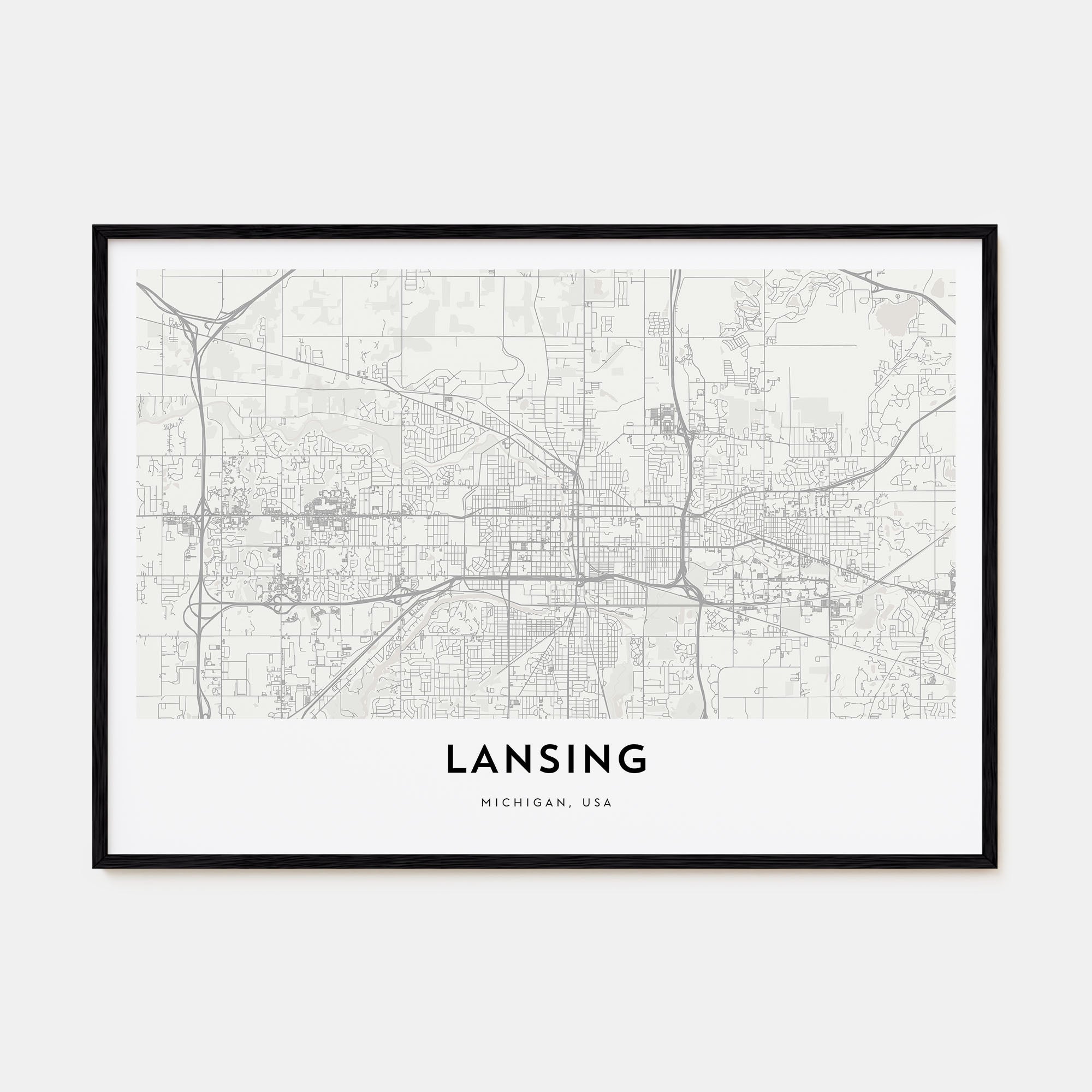 Lansing Map Landscape Poster