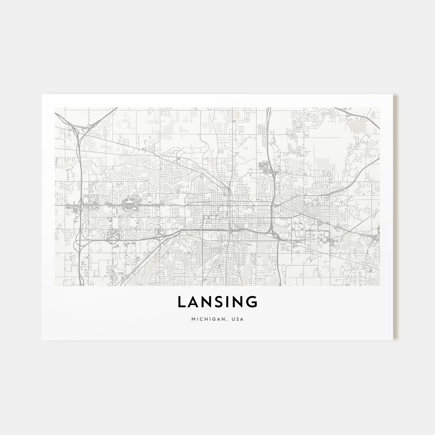 Lansing Map Landscape Poster