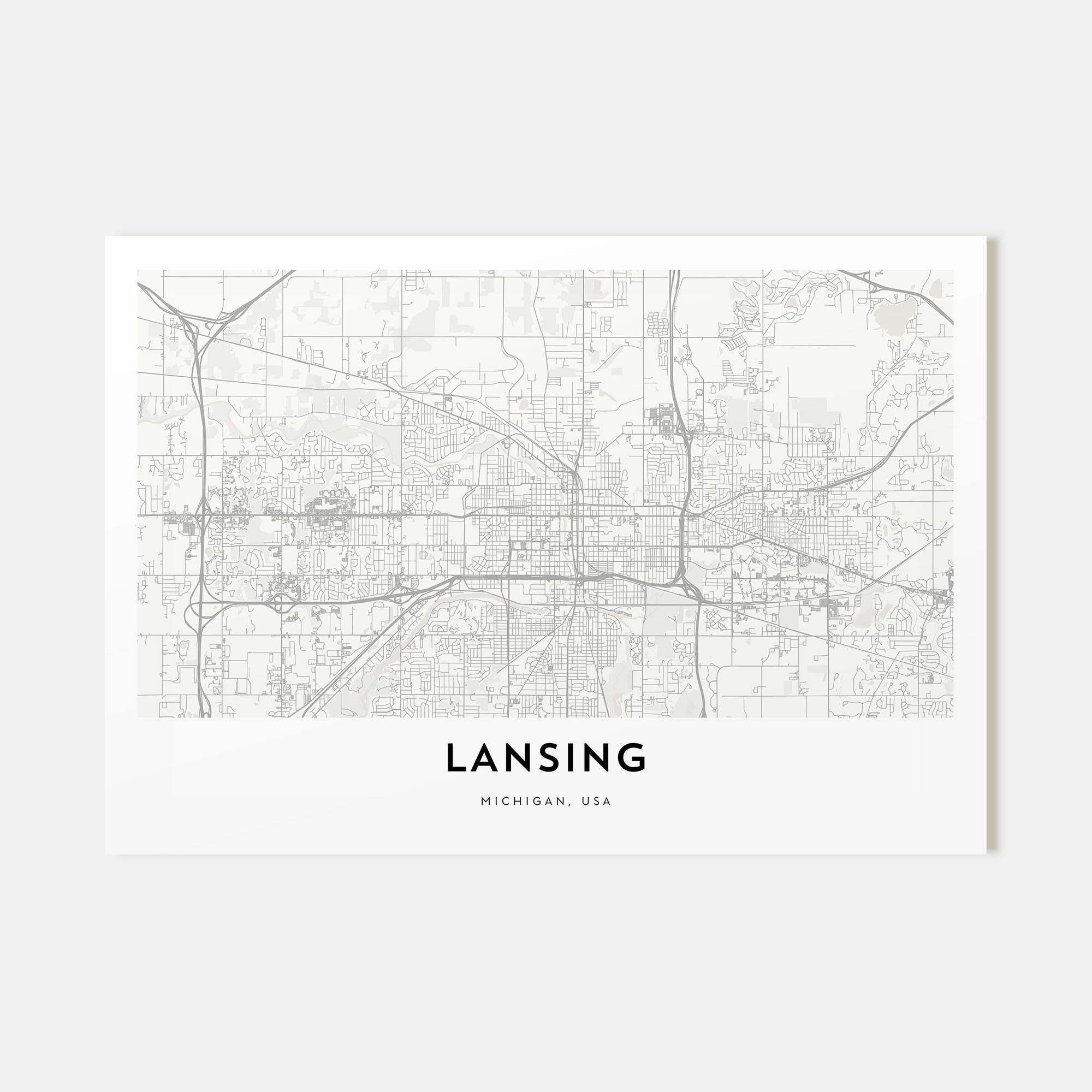 Lansing Map Landscape Poster