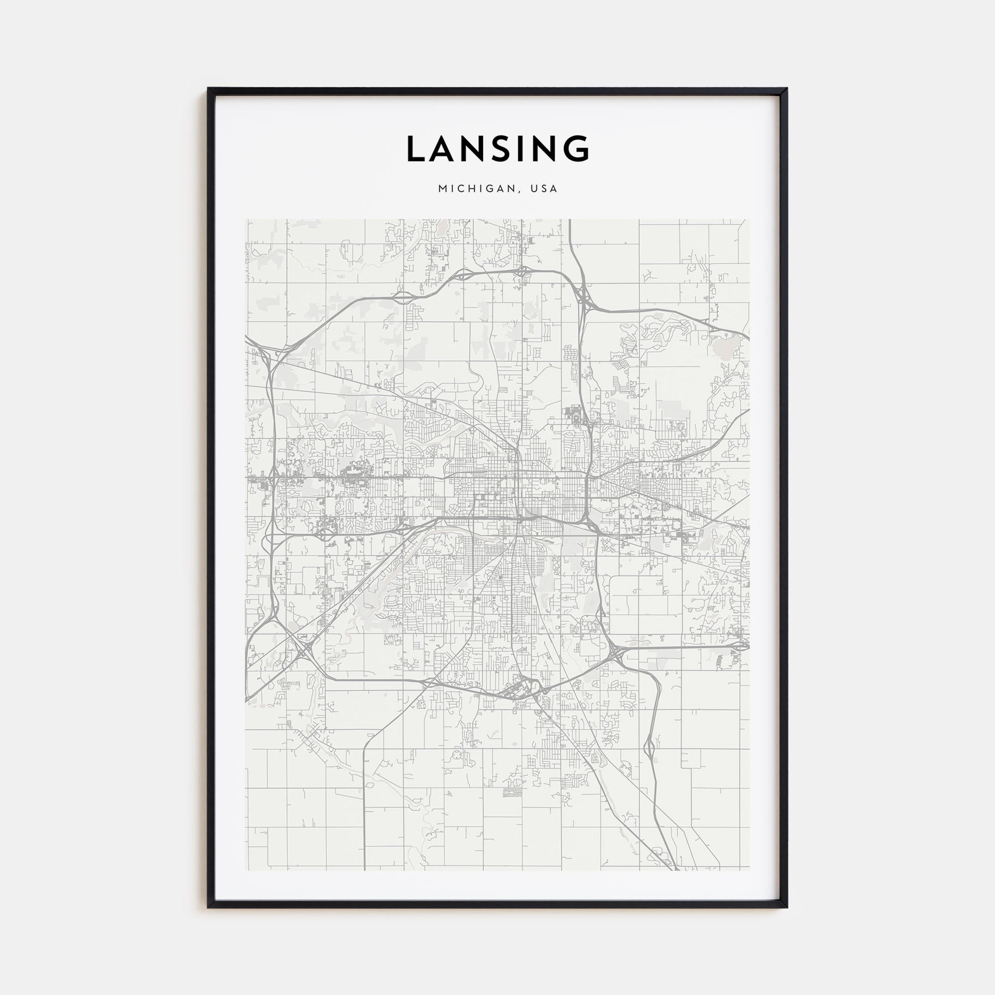 Lansing Map Portrait Poster