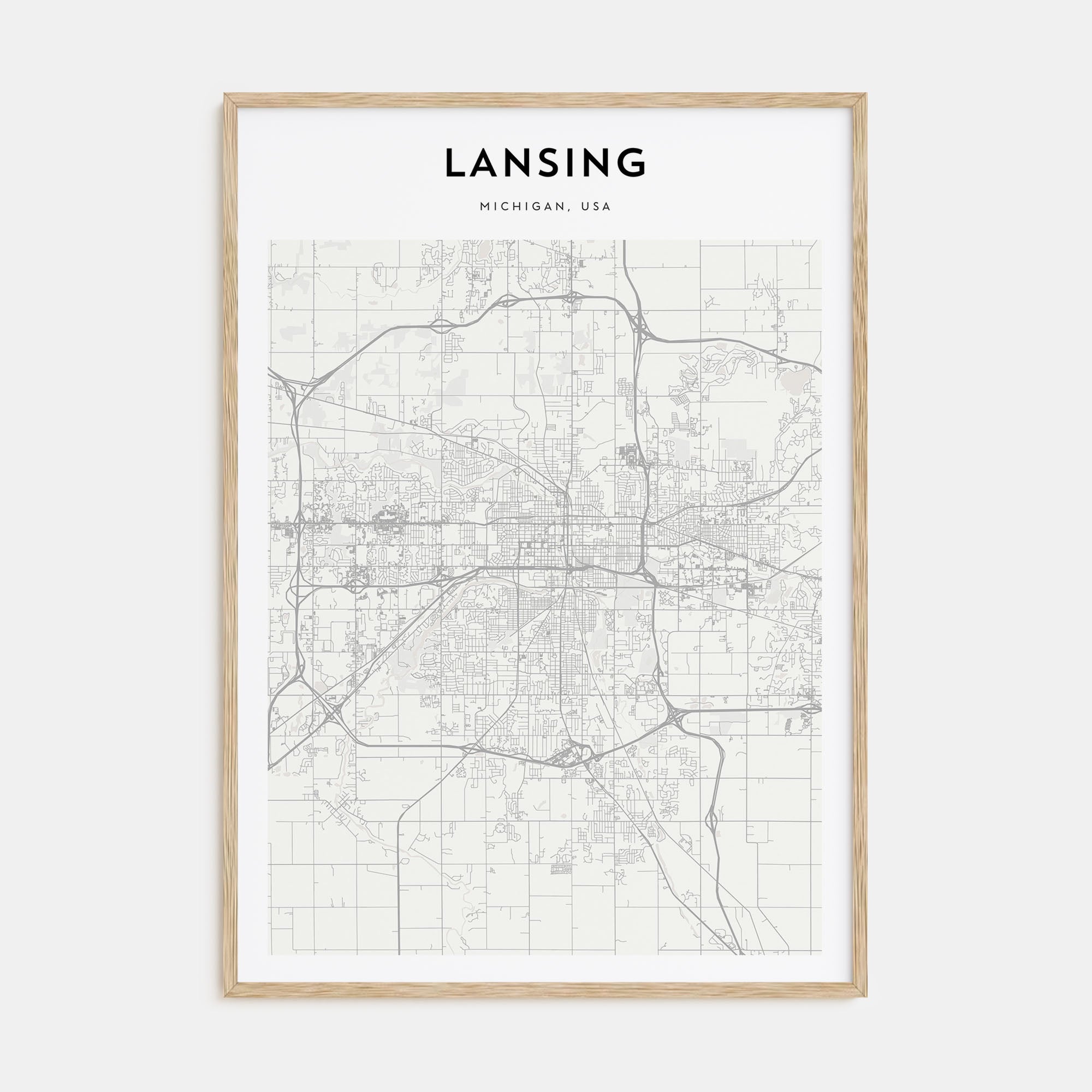 Lansing Map Portrait Poster