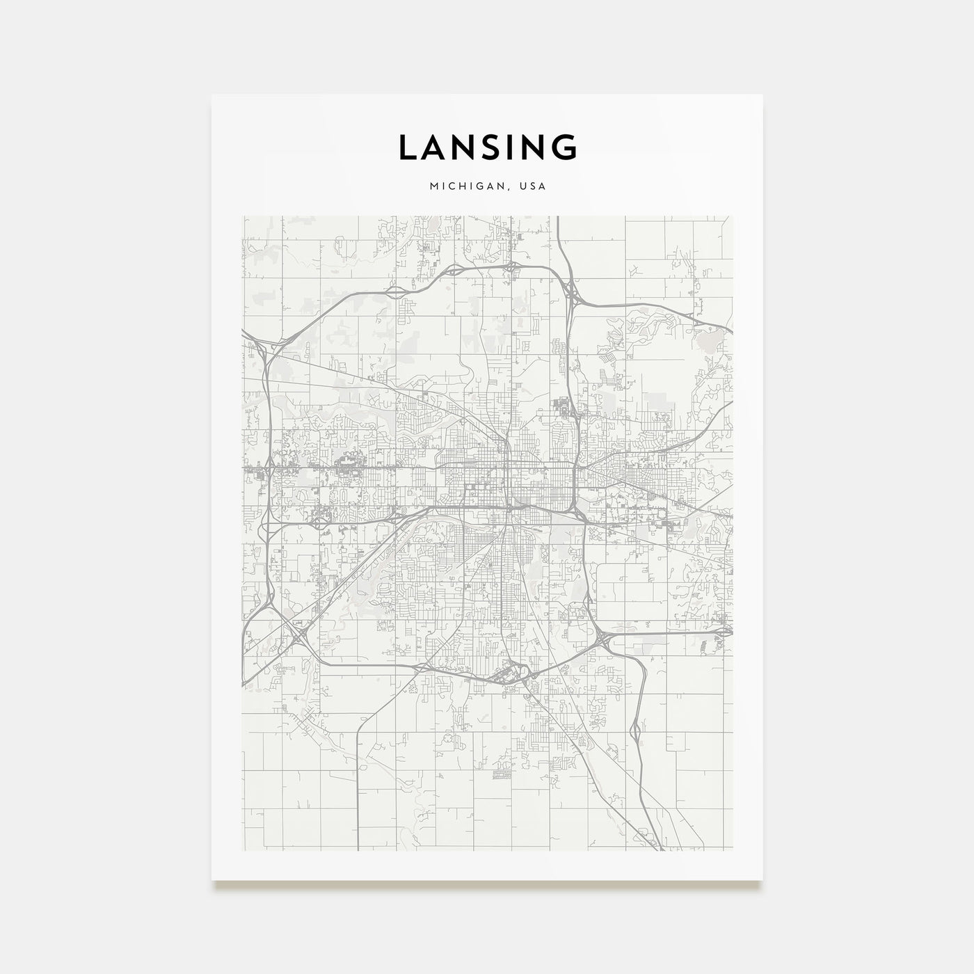Lansing Map Portrait Poster