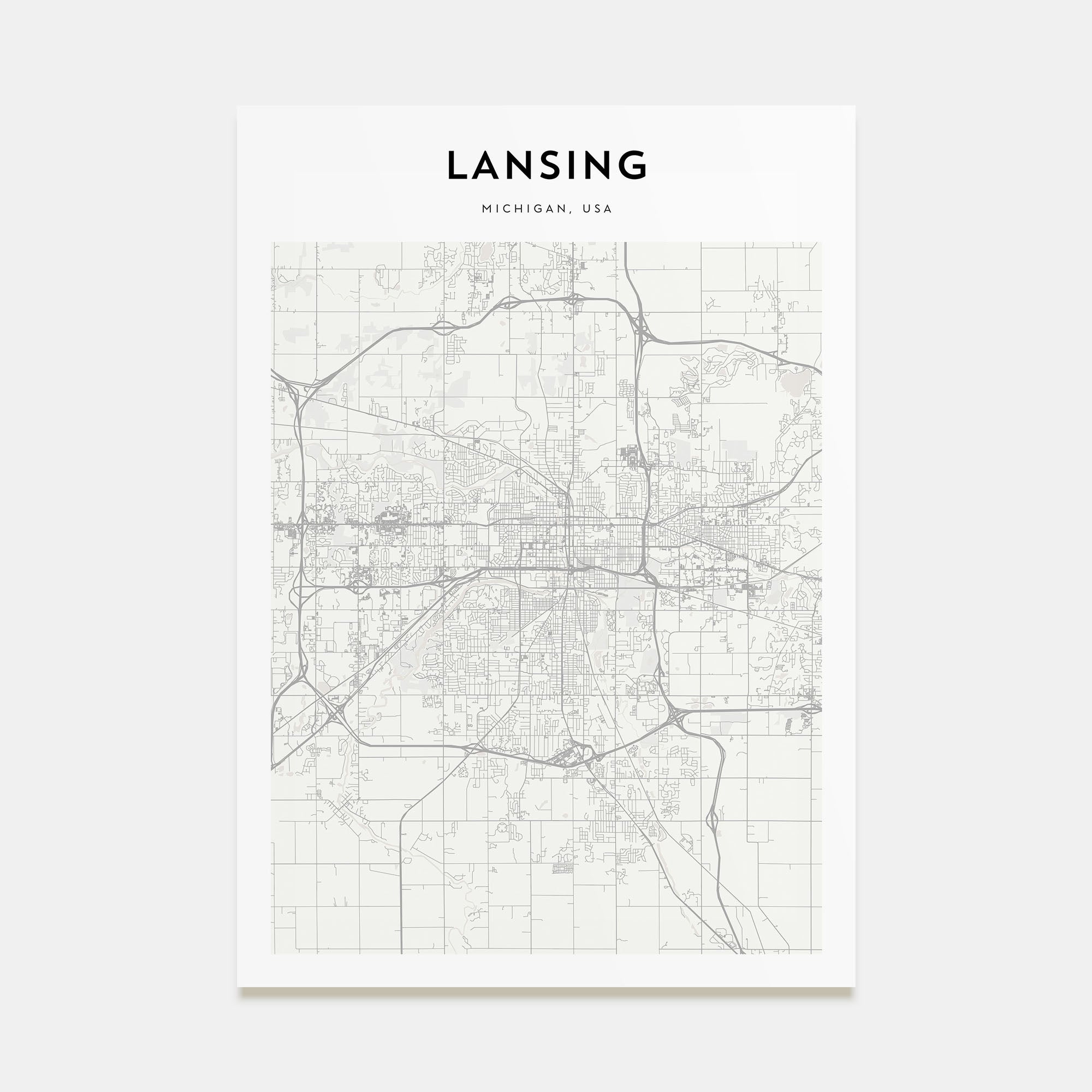 Lansing Map Portrait Poster