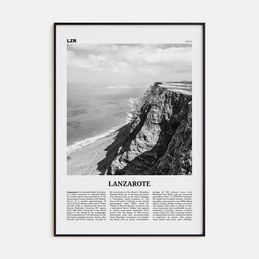 Lanzarote Travel B&W Poster