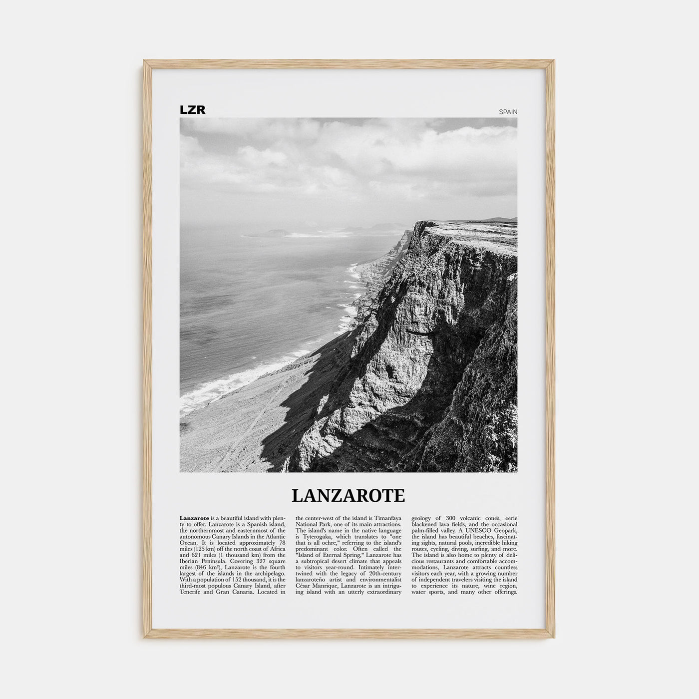 Lanzarote Travel B&W Poster