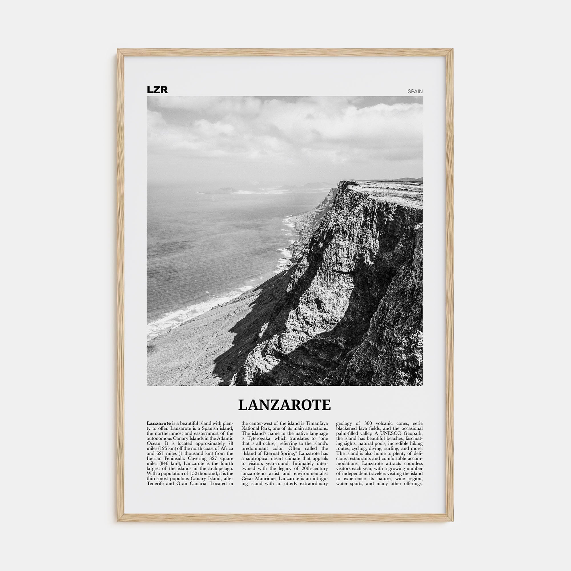 Lanzarote Travel B&W Poster