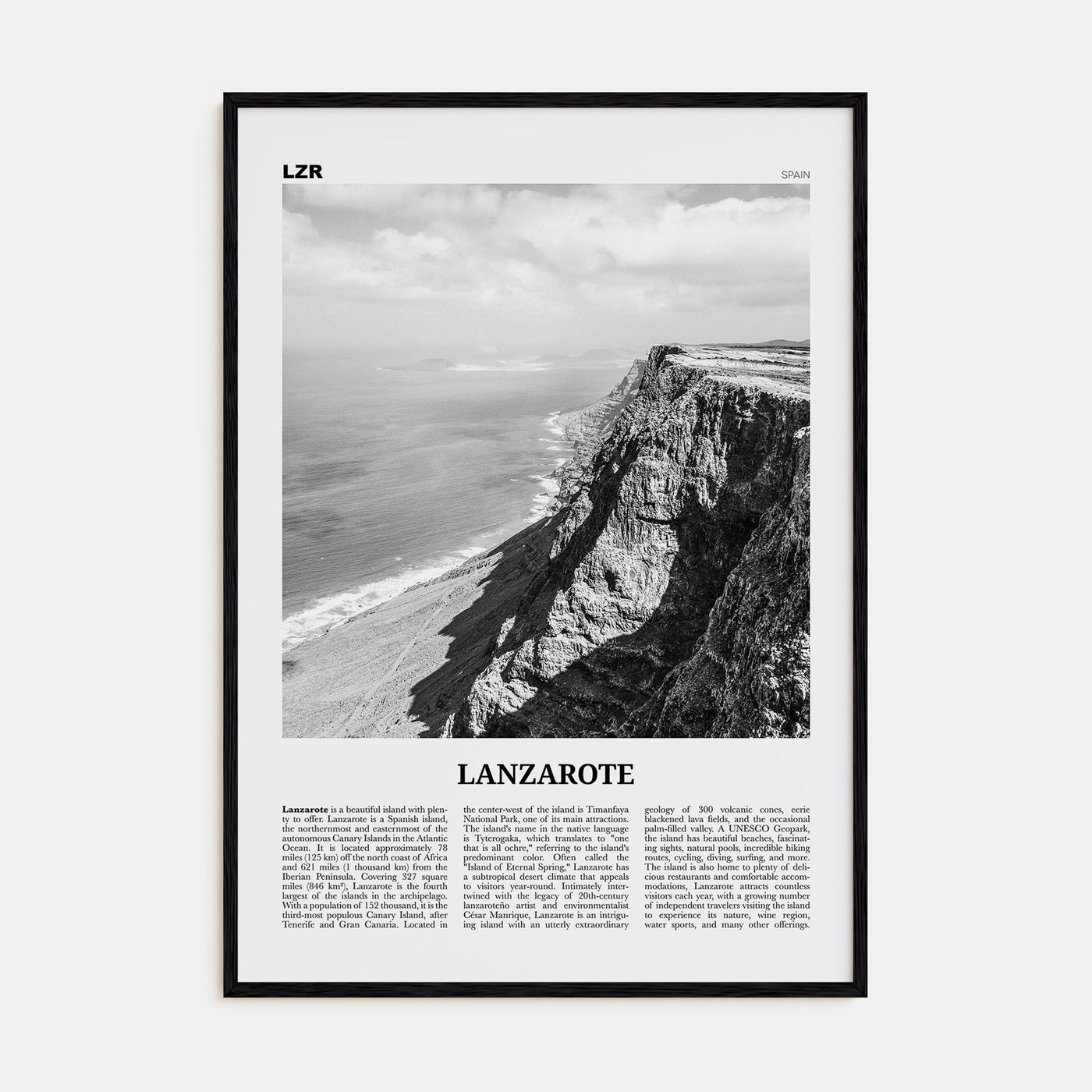 Lanzarote Travel B&W Poster