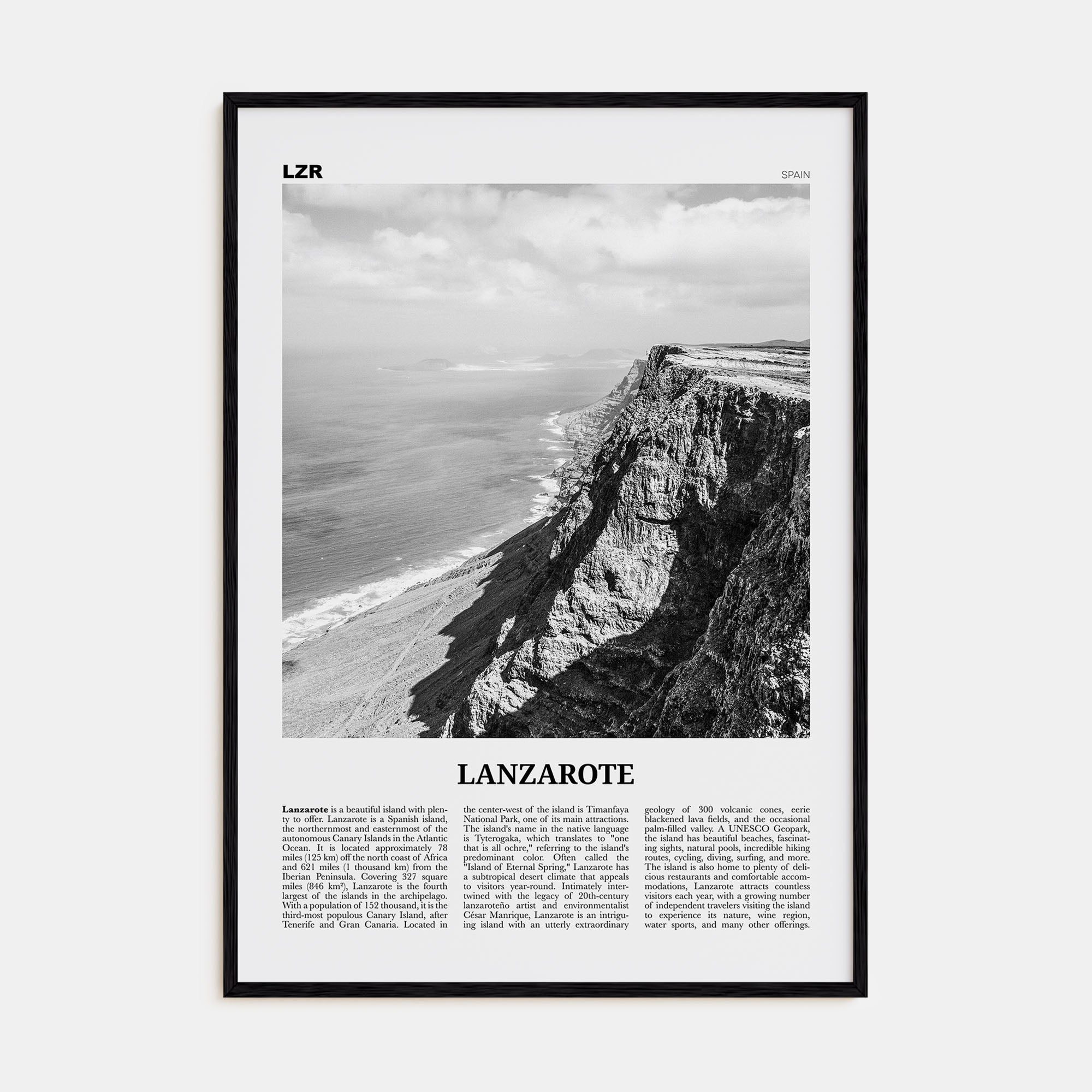 Lanzarote Travel B&W Poster