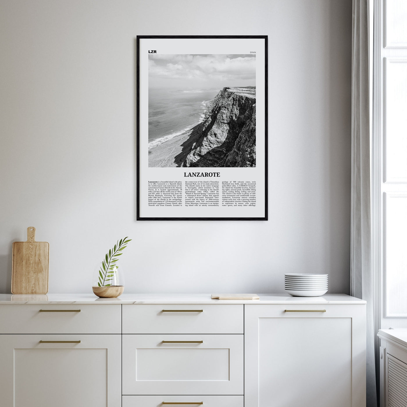 Lanzarote Travel B&W Poster
