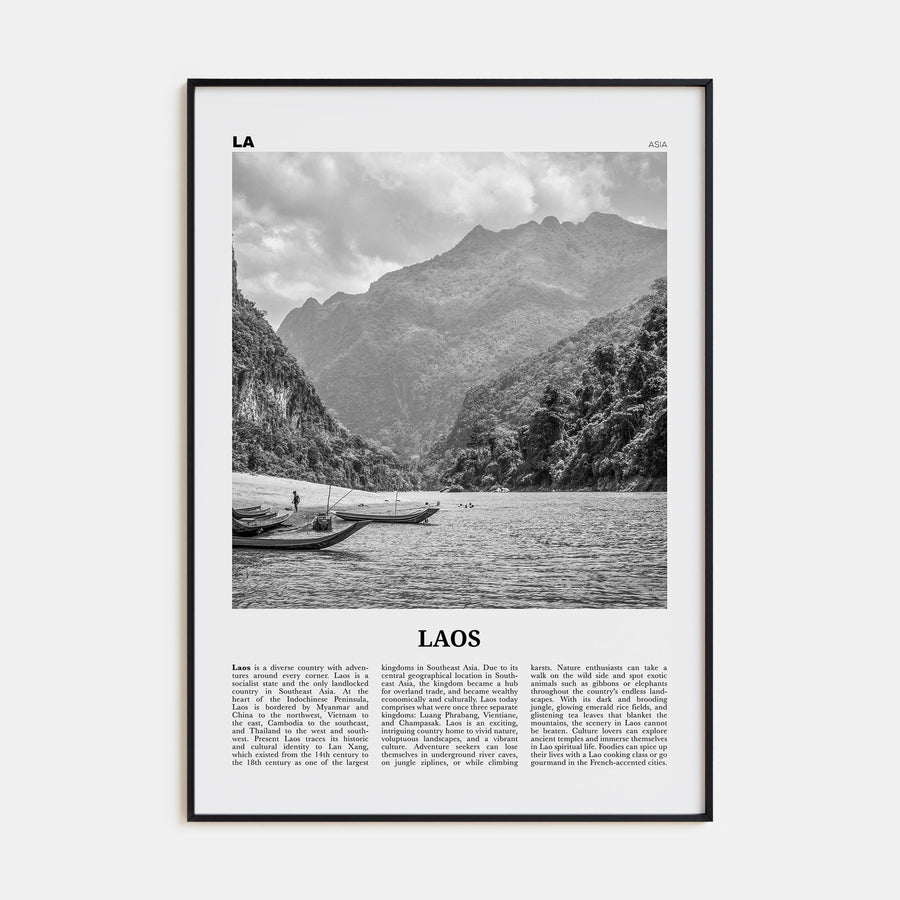 Laos Travel B&W No 1 Poster