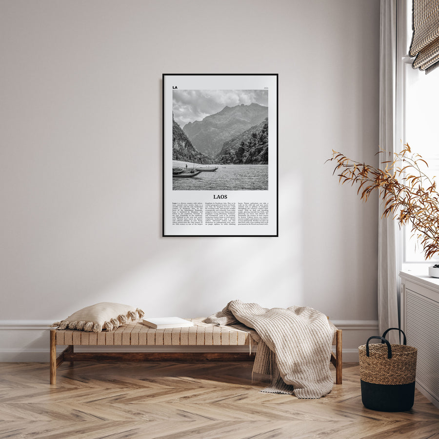 Laos Travel B&W No 1 Poster