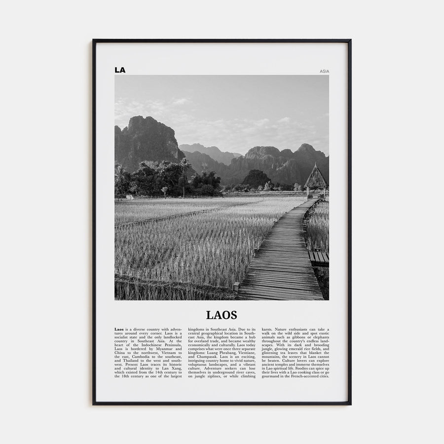 Laos Travel B&W No 3 Poster