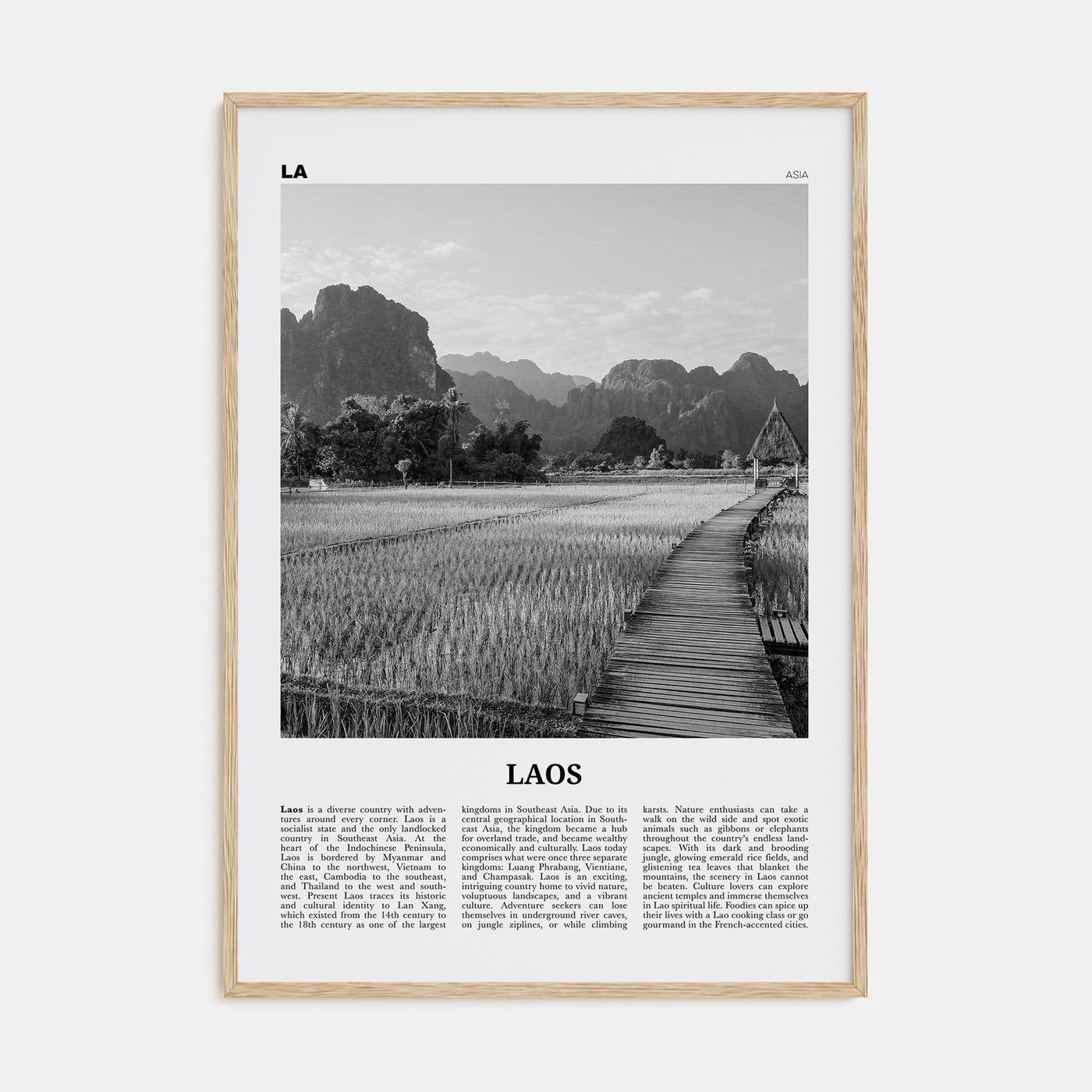 Laos Travel B&W No 3 Poster
