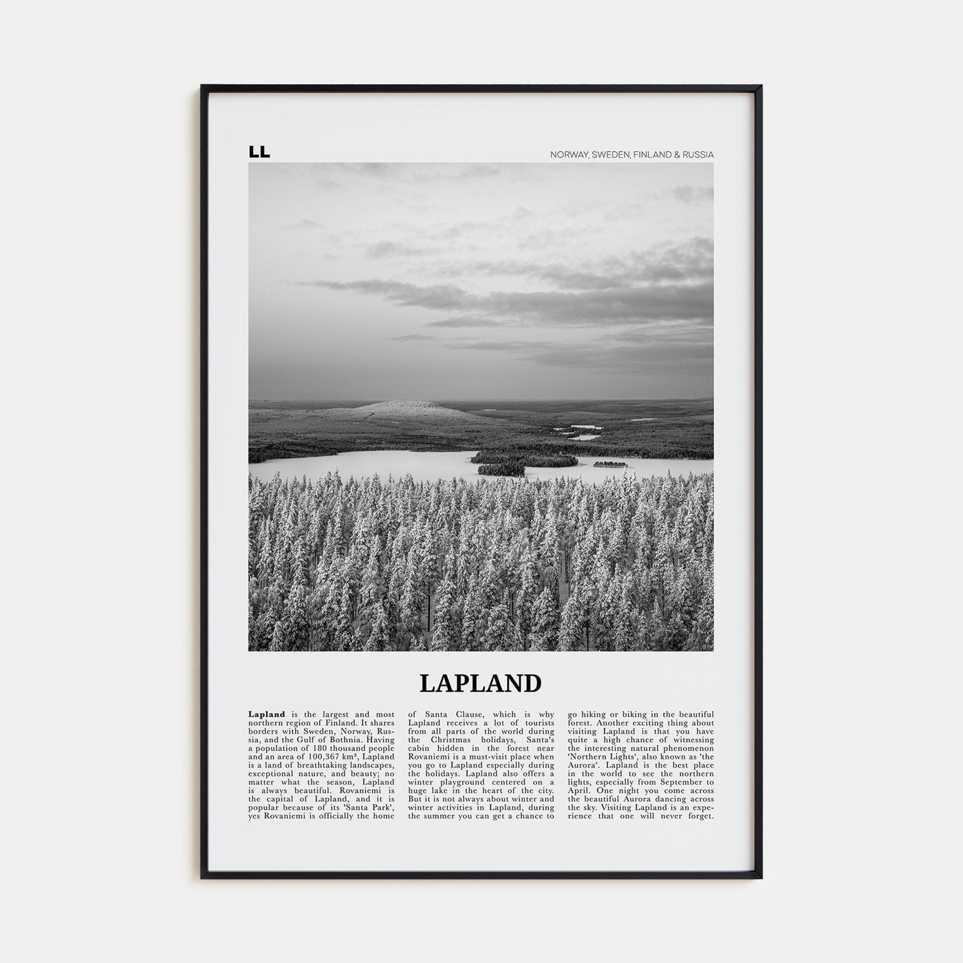 Lapland Travel B&W Poster