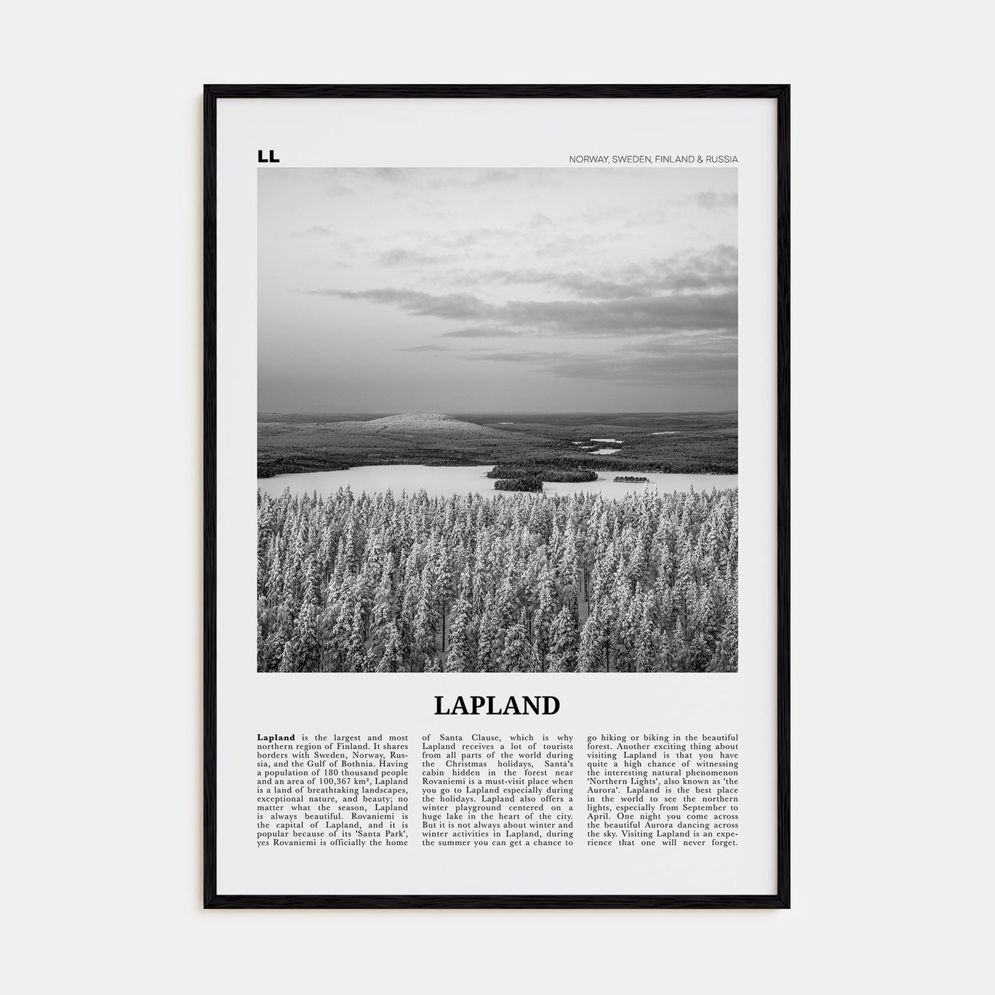 Lapland Travel B&W Poster