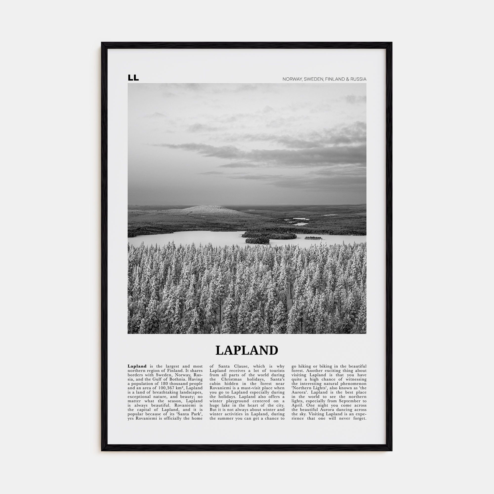 Lapland Travel B&W Poster