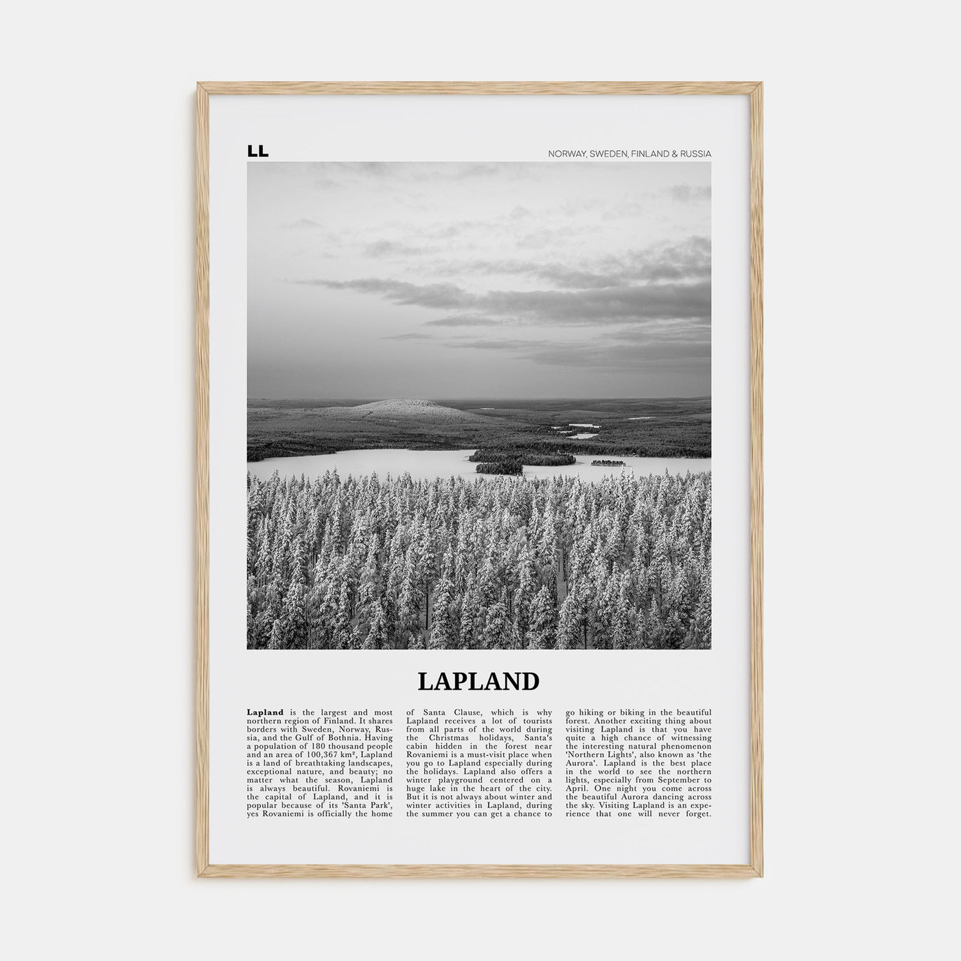 Lapland Travel B&W Poster