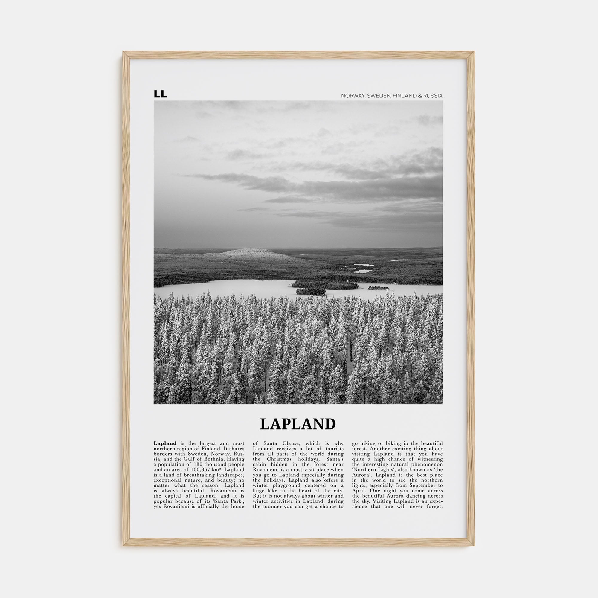Lapland Travel B&W Poster