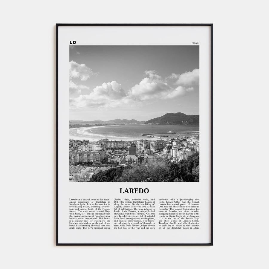 Laredo, Spain Travel B&W Poster