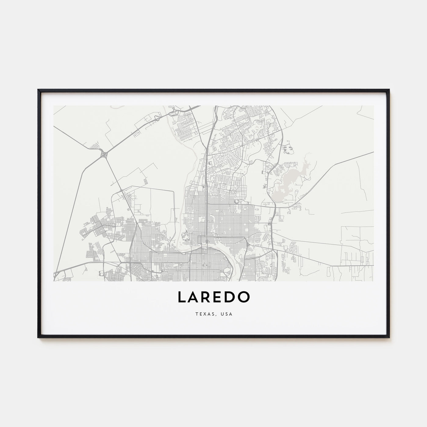 Laredo, Texas Map Landscape Poster