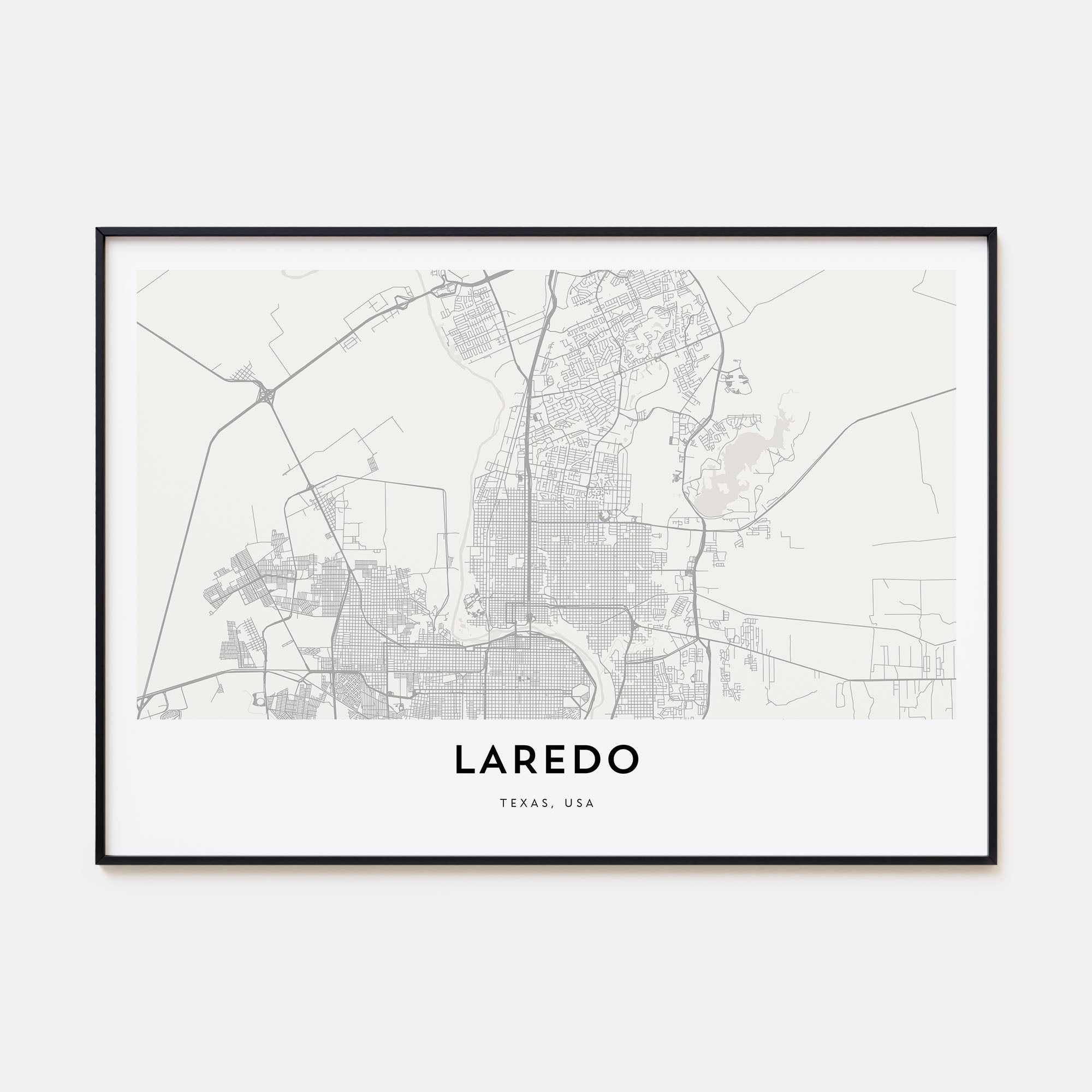 Laredo, Texas Map Landscape Poster