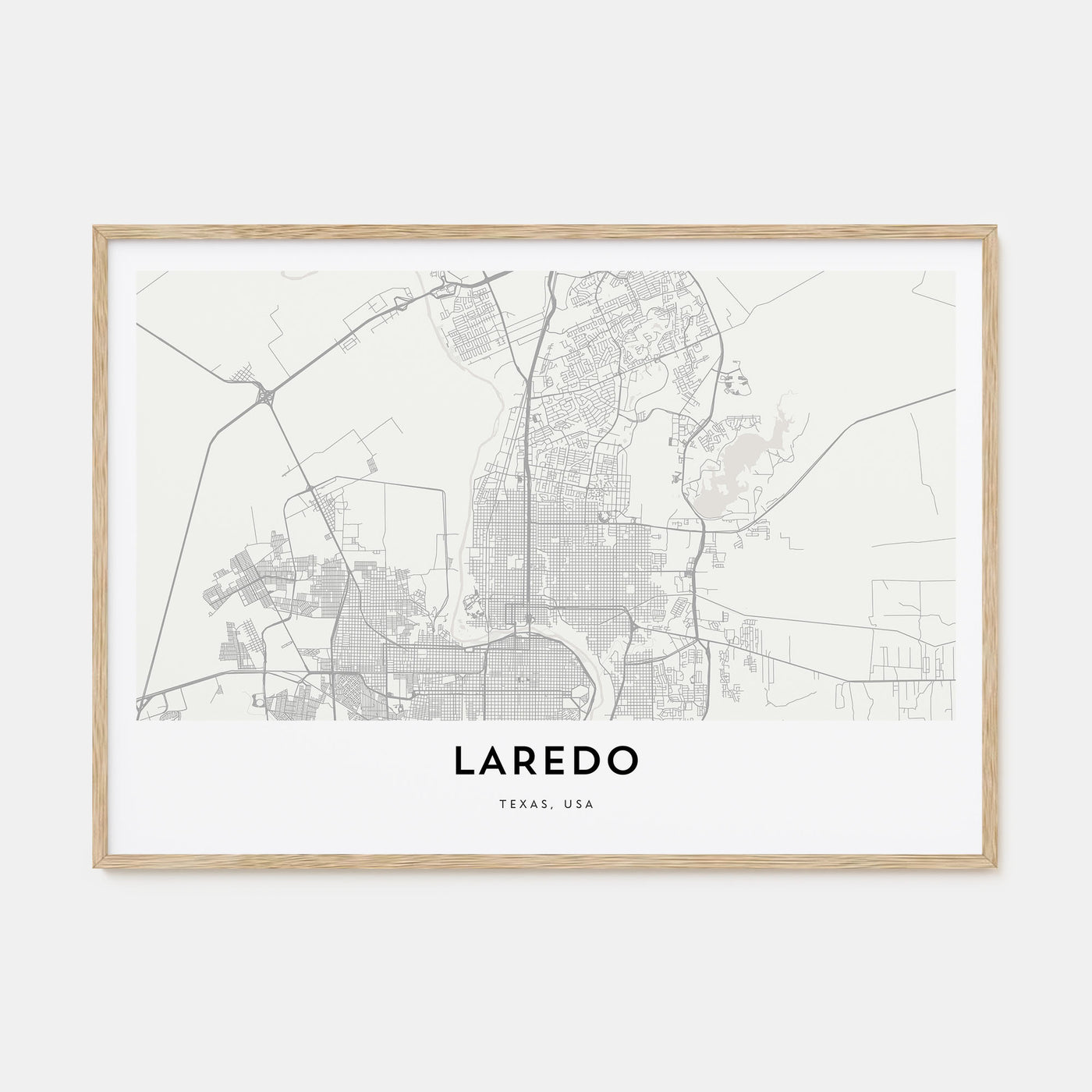 Laredo, Texas Map Landscape Poster
