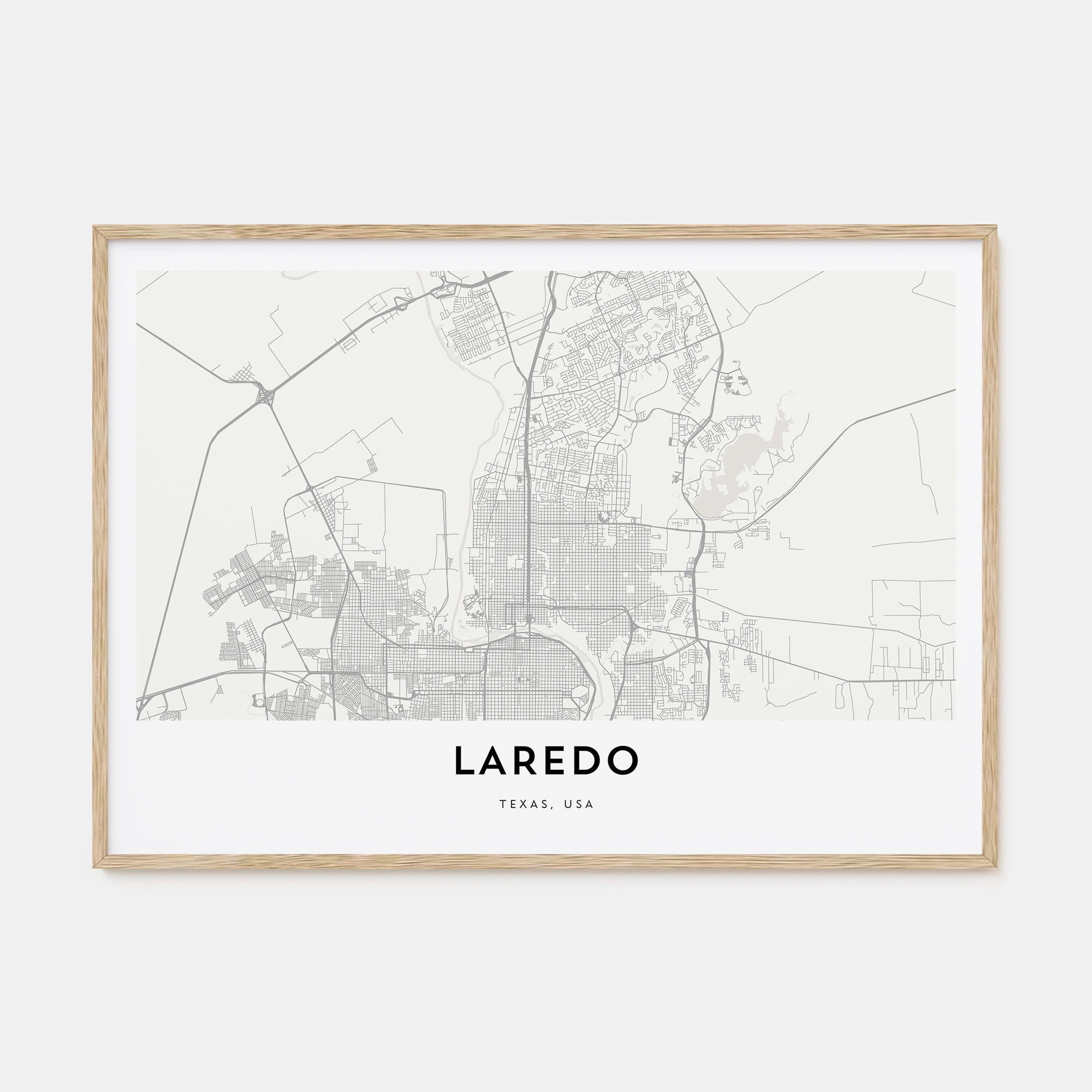 Laredo, Texas Map Landscape Poster