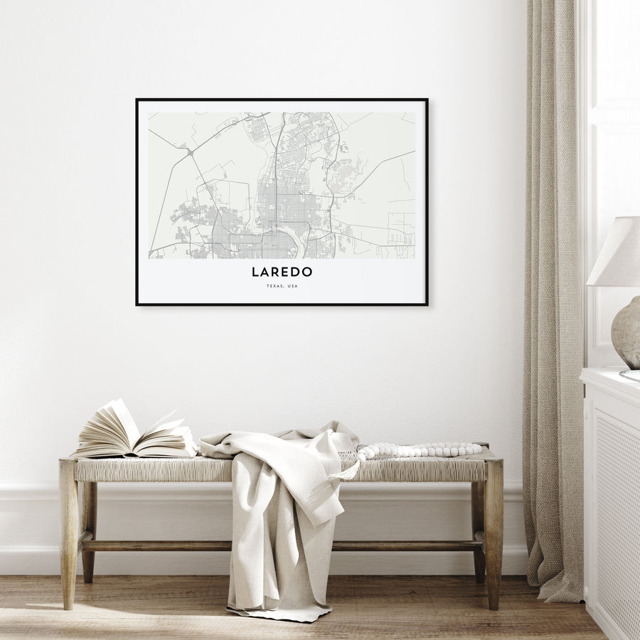 Laredo, Texas Map Landscape Poster