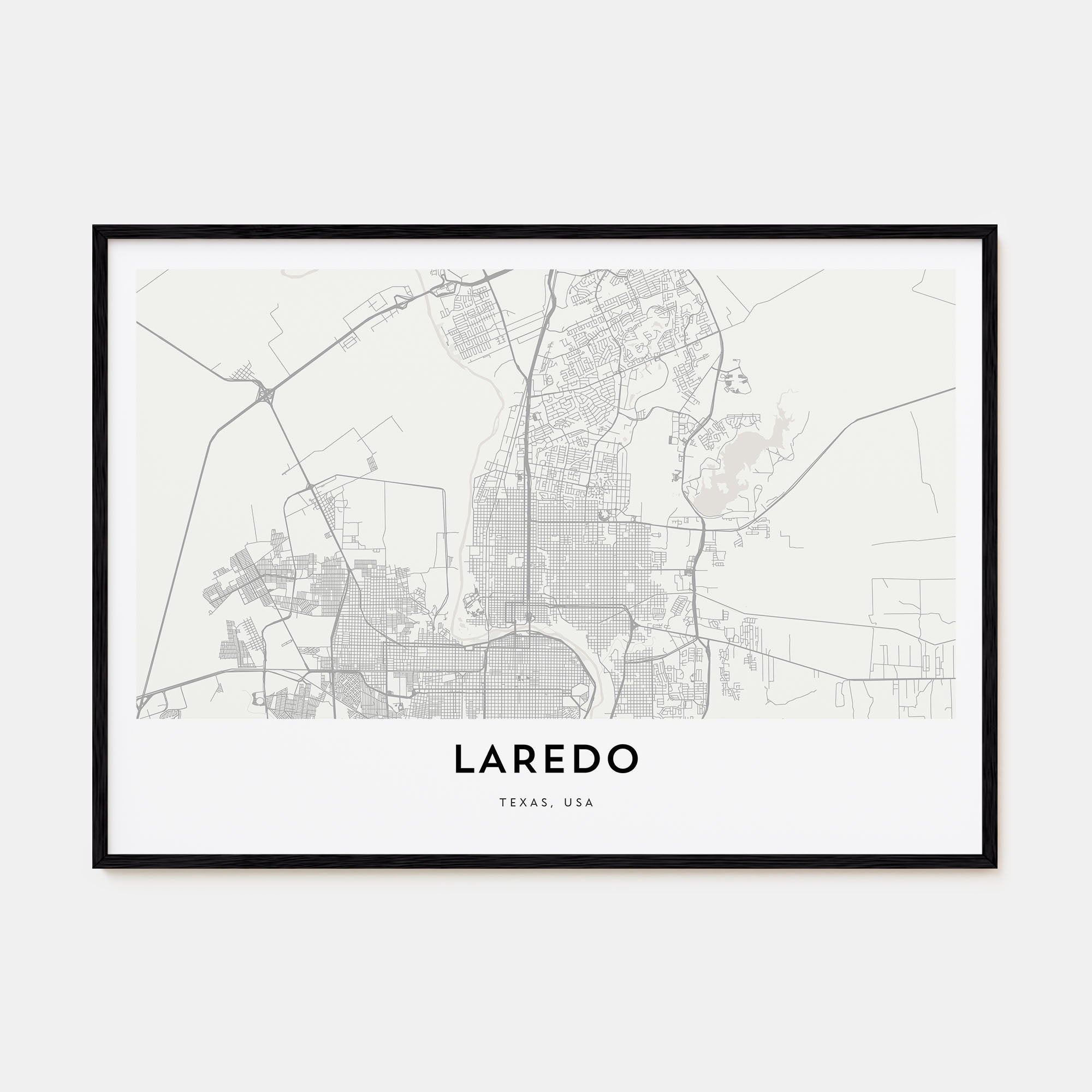 Laredo, Texas Map Landscape Poster