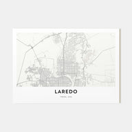 Laredo, Texas Map Landscape Poster