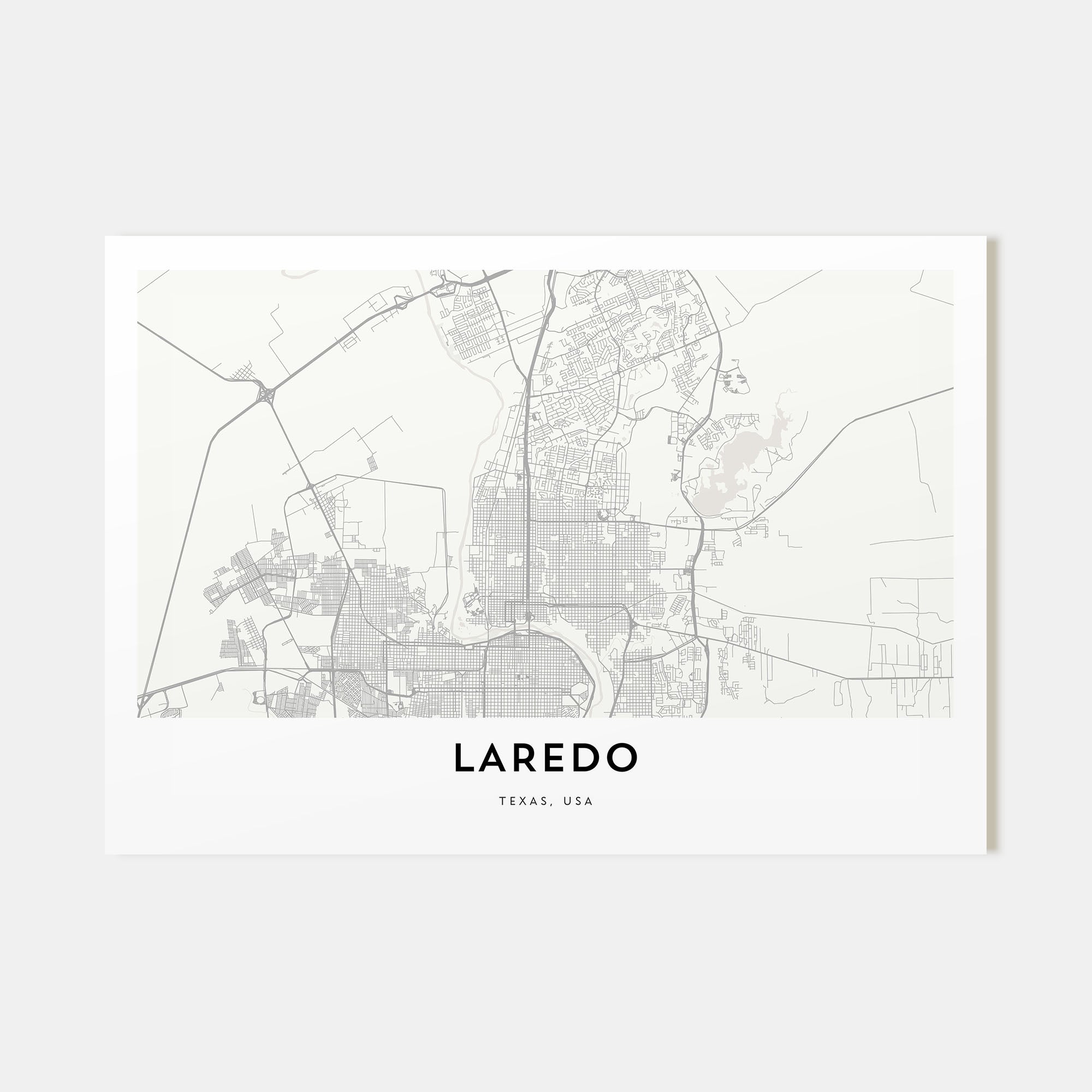 Laredo, Texas Map Landscape Poster