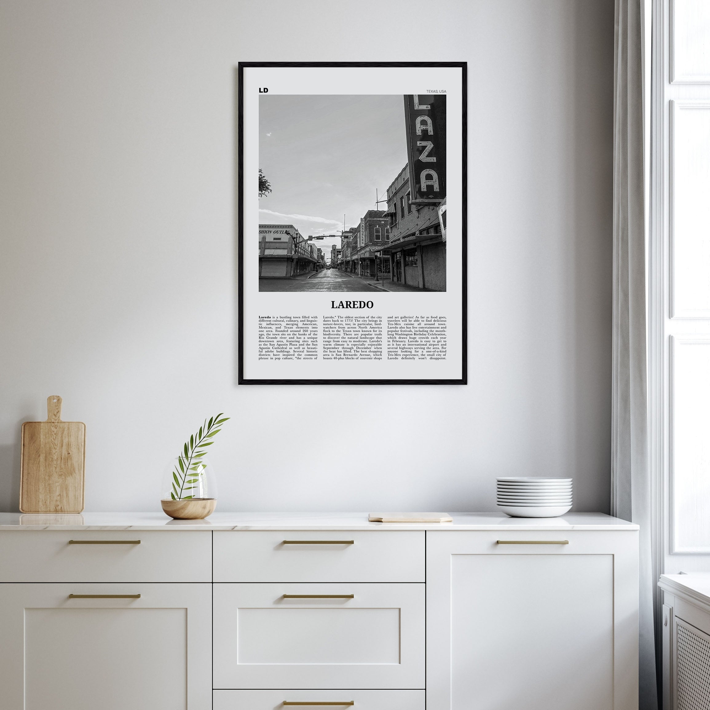 Laredo, Texas Travel B&W Poster