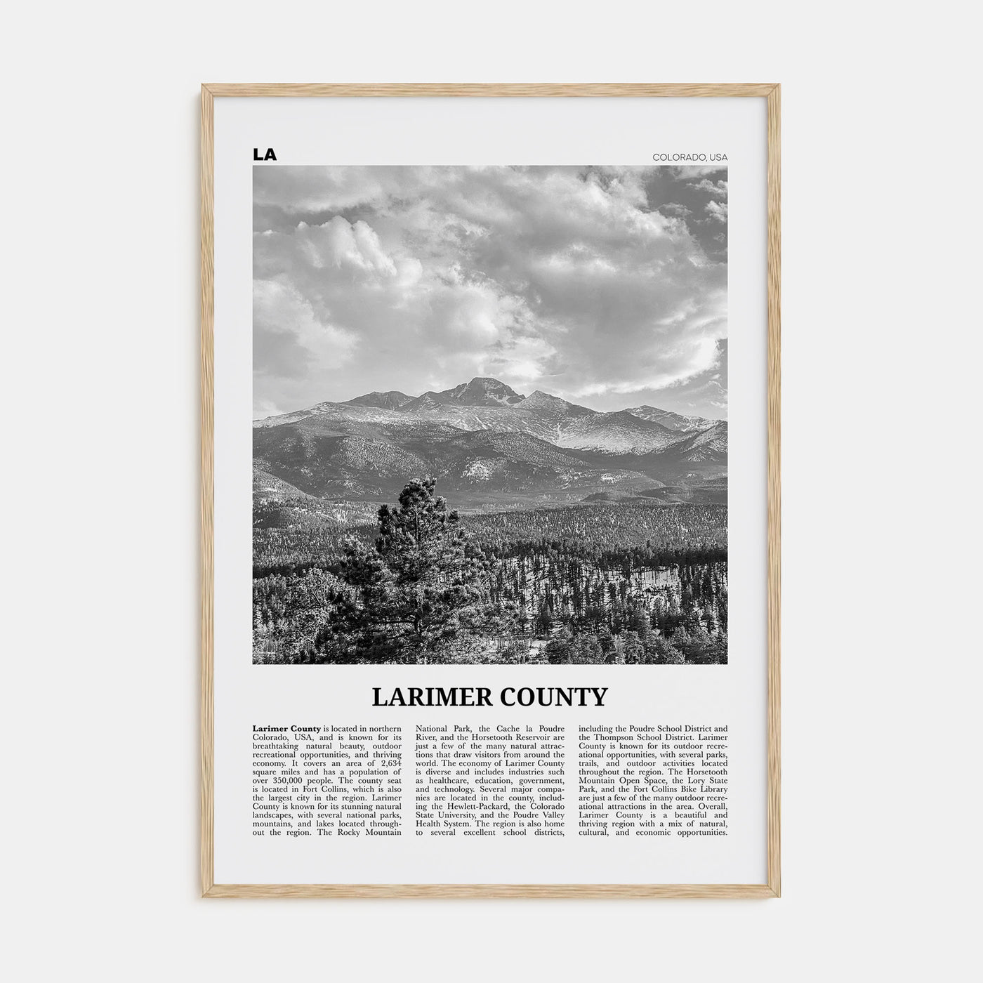 Larimer County Travel B&W Poster