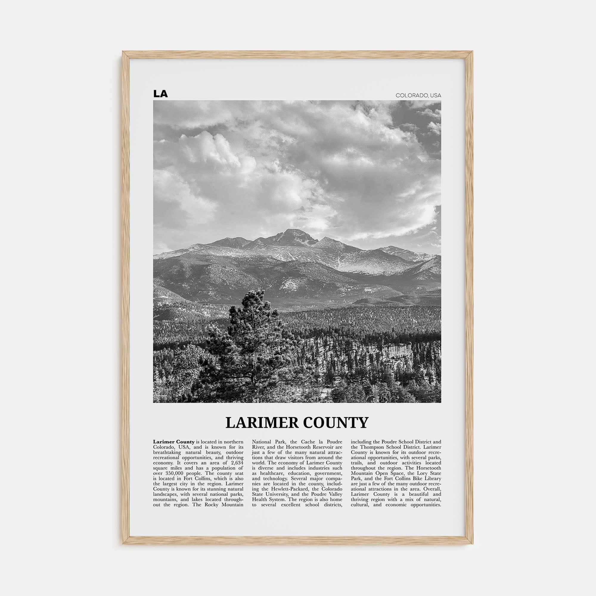 Larimer County Travel B&W Poster