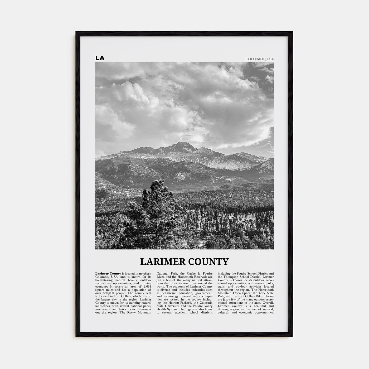 Larimer County Travel B&W Poster