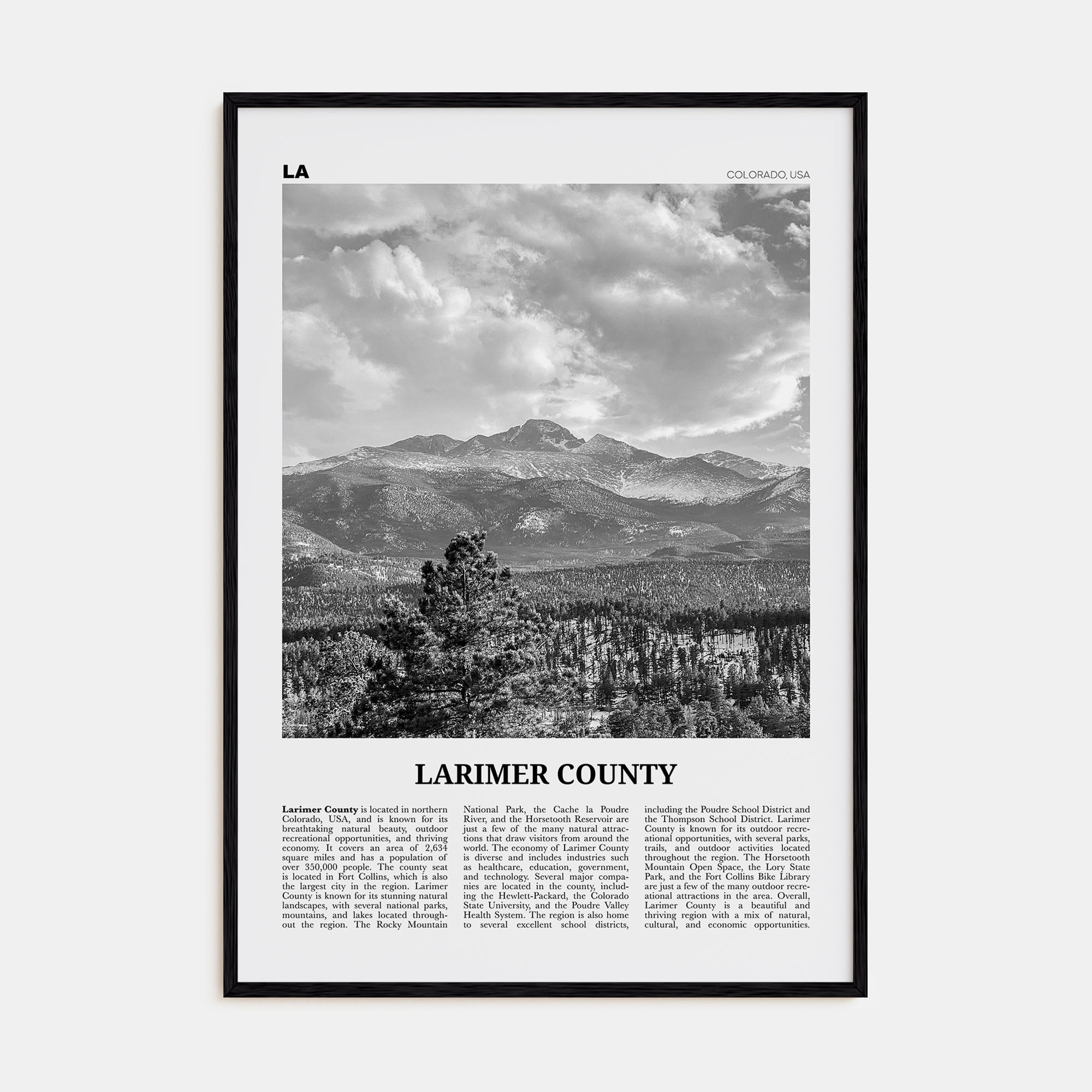 Larimer County Travel B&W Poster