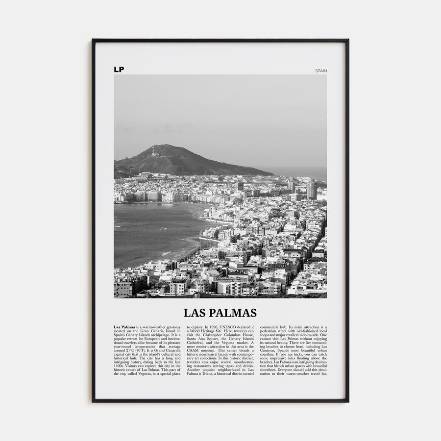 Las Palmas Travel B&W Poster