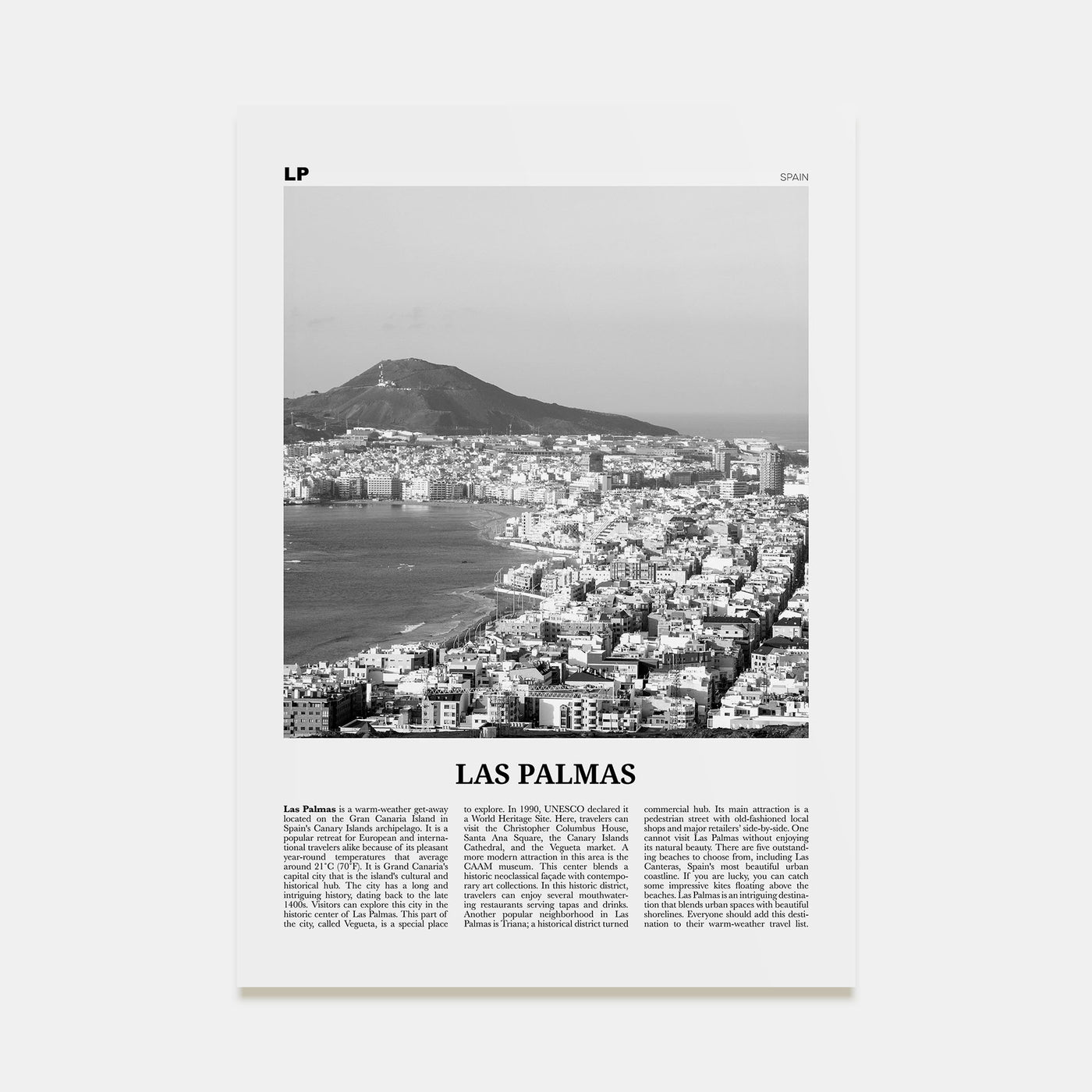 Las Palmas Travel B&W Poster