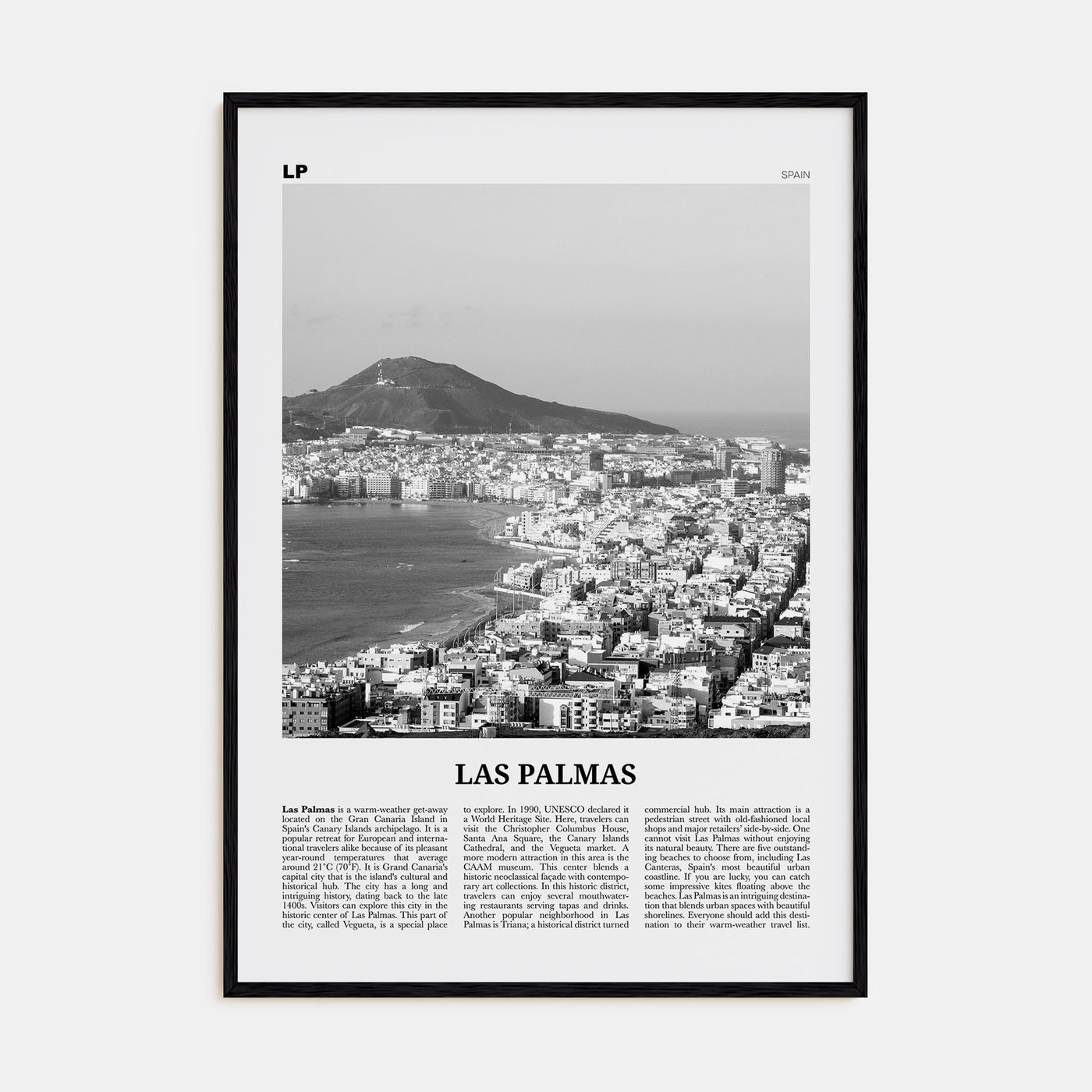 Las Palmas Travel B&W Poster