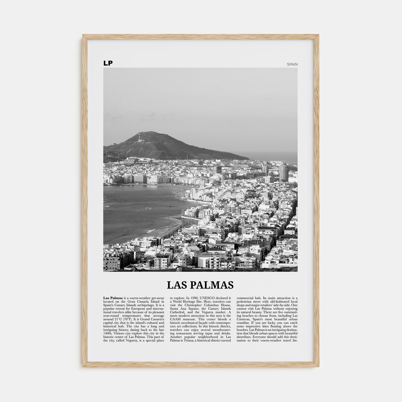 Las Palmas Travel B&W Poster
