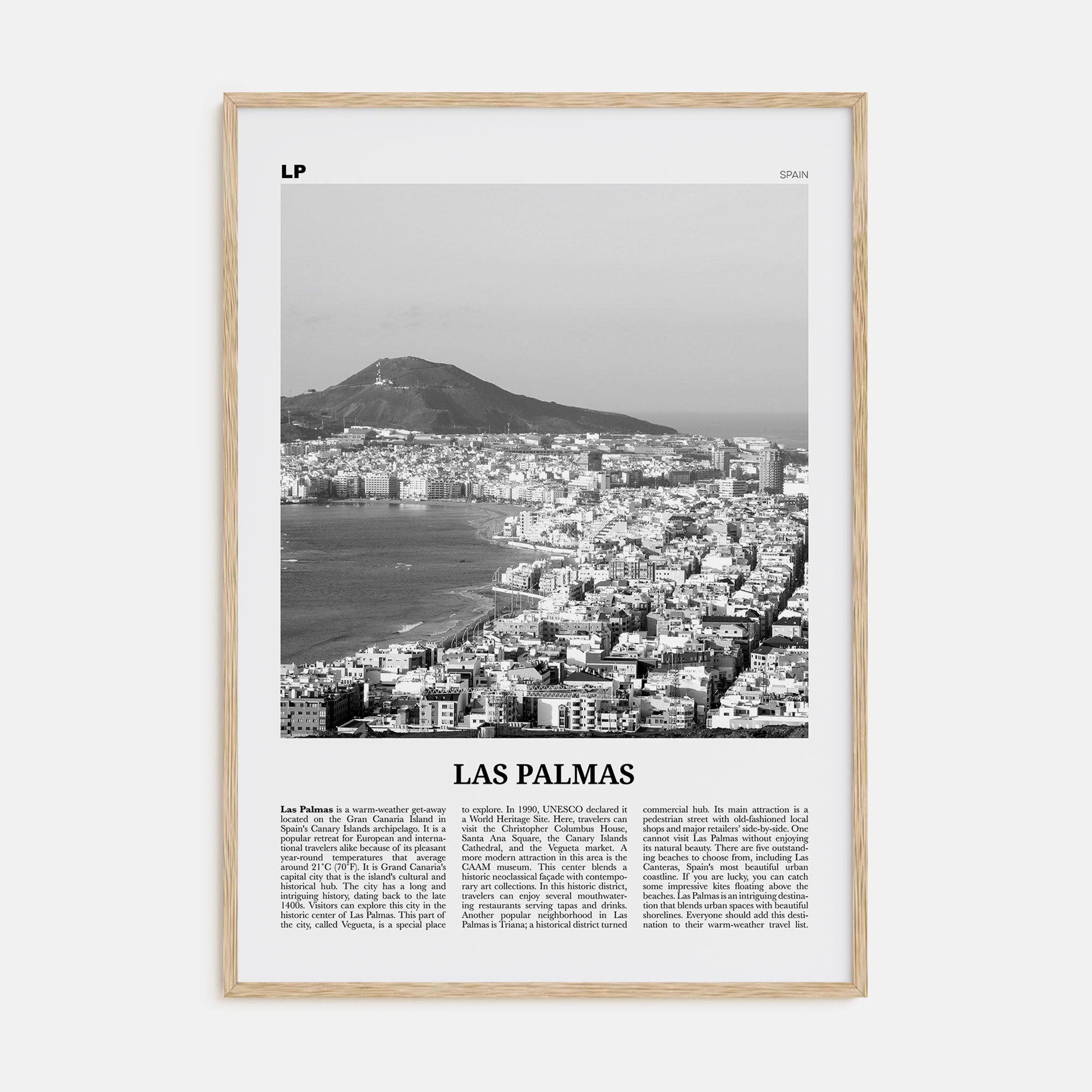 Las Palmas Travel B&W Poster