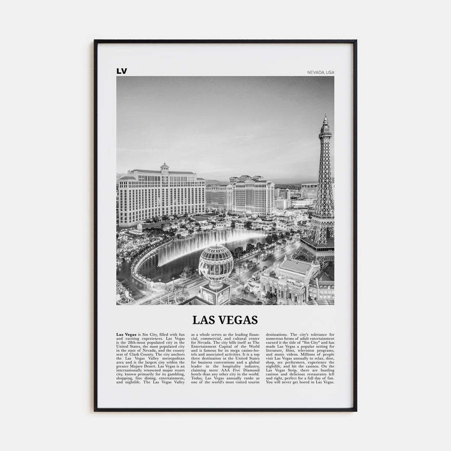 Las Vegas Travel B&W No 1 Poster