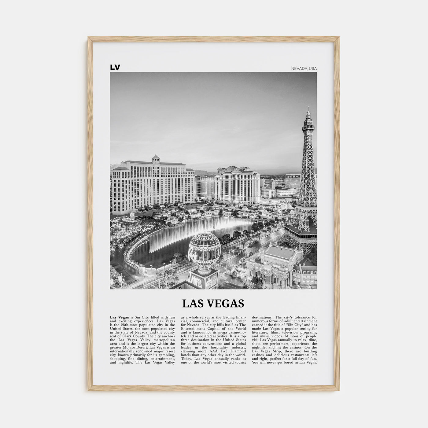 Las Vegas Travel B&W No 1 Poster