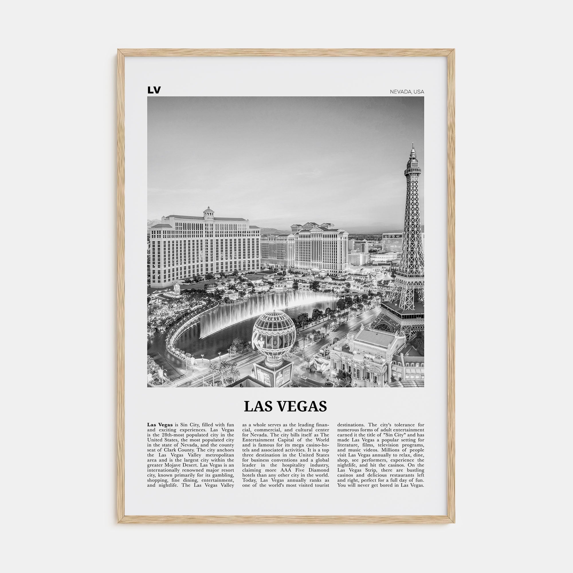 Las Vegas Travel B&W No 1 Poster
