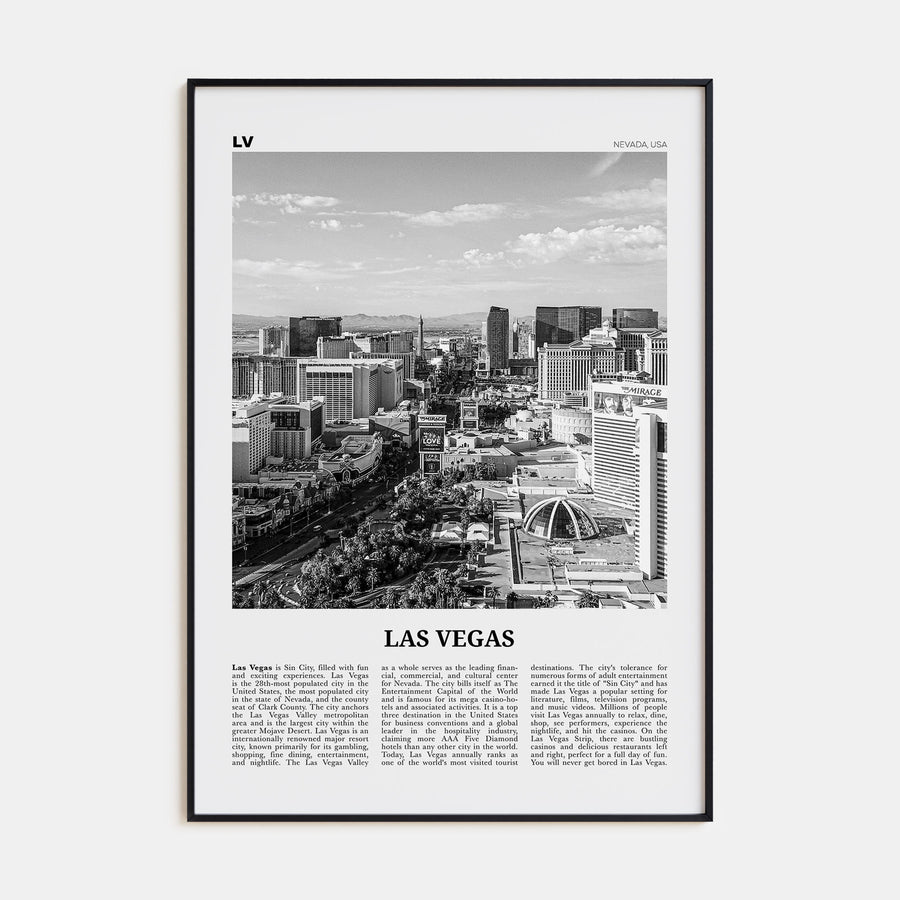 Las Vegas Travel B&W No 2 Poster