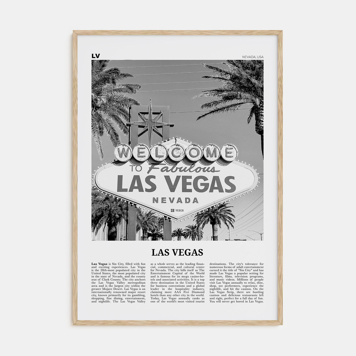 Las Vegas Travel B&W No 3 Poster